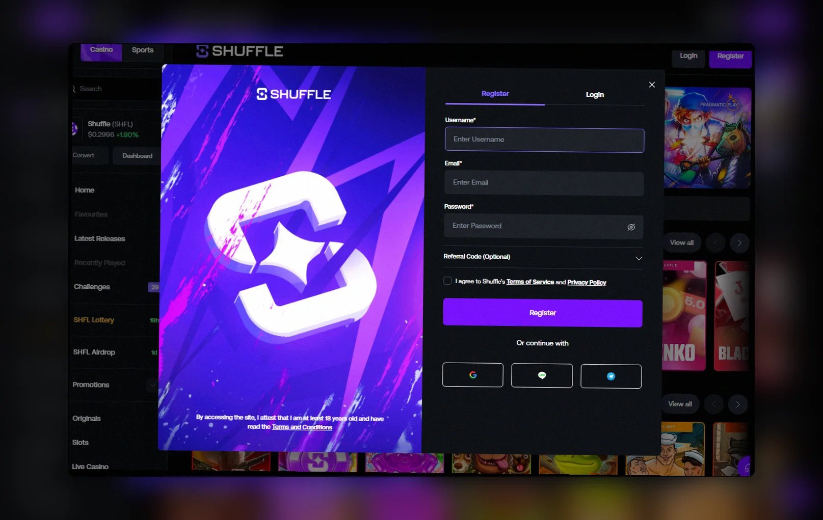 Shuffle Casino wallet Canada